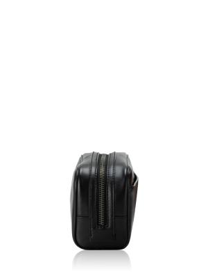 Men 2522 Smooth Leather Small Travel Pouch Black