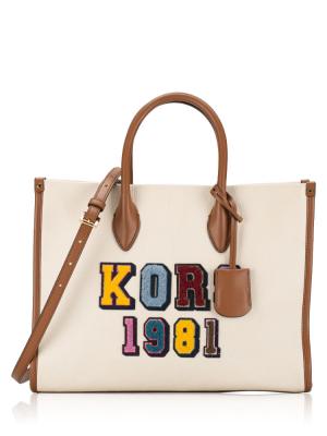 Mirella Embellished Leather Medium Tote Light Cream