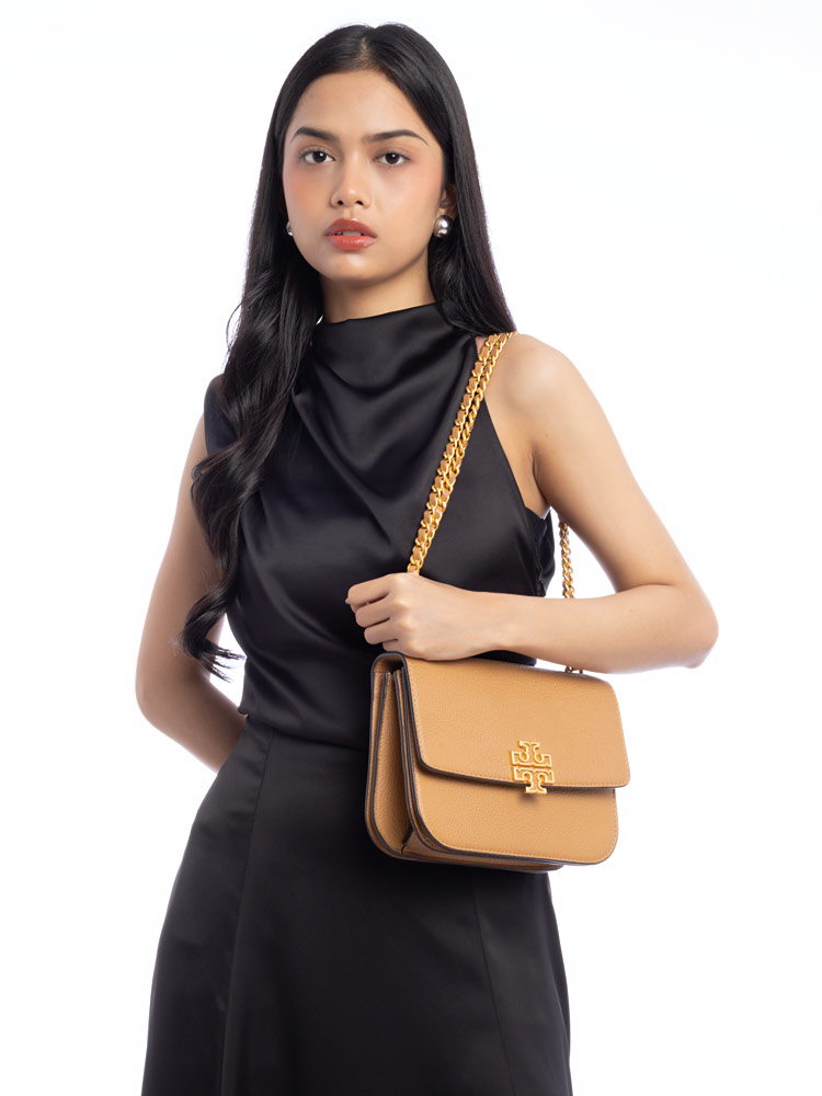 Britten Leather Small Shoulder Bag Tiramisu