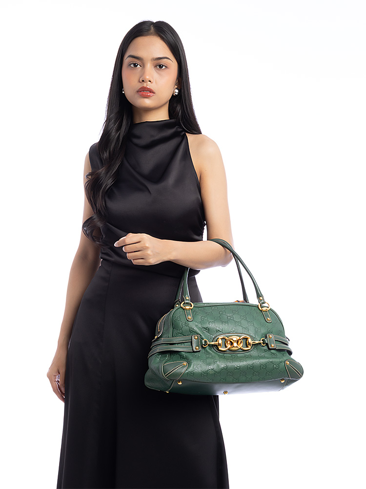 Guccissima Wave Boston Bag Green