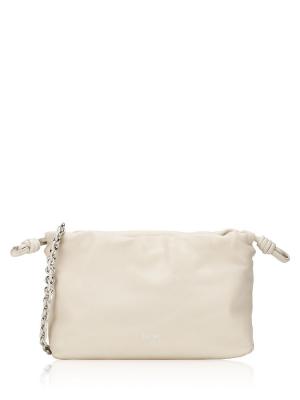 Nappa Flamenco Knot Medium Shoulder Bag with Donut Chain Sea Salt White