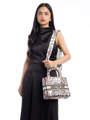 Toile Embroidered Cabinet De La Mer Medium Lady D-Lite White Multicolor