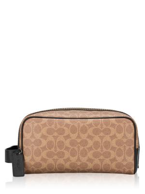 Men CAR19 Signature Large Travel Pouch Tan Black
