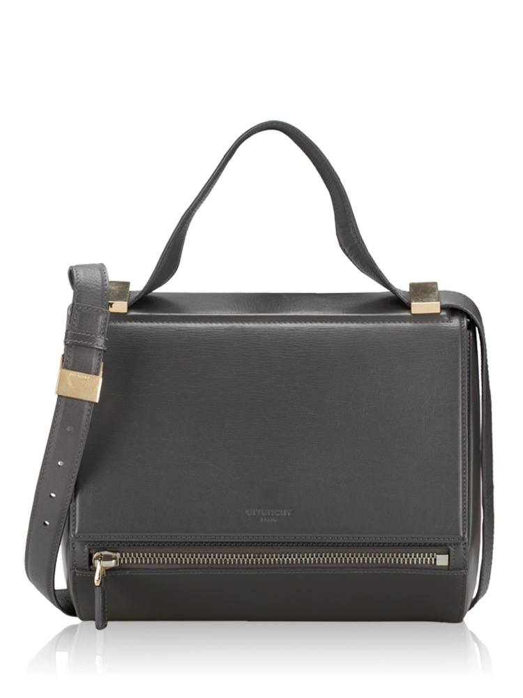 Textured Calfskin Pandora Box Medium Crossbody Grey