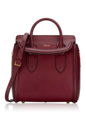 Textured Calfskin Heroine Small Top Handle Bag Oxblood