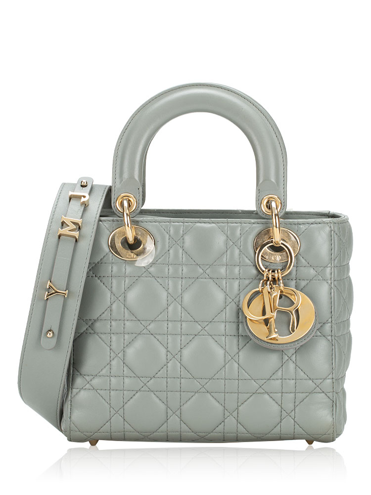Lambskin Cannage My ABCDior Small Lady Dior Grey