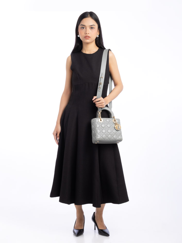 Lambskin Cannage My ABCDior Small Lady Dior Grey