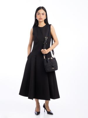 Flower Spade Quilted Nylon Mini Bucket Bag Black