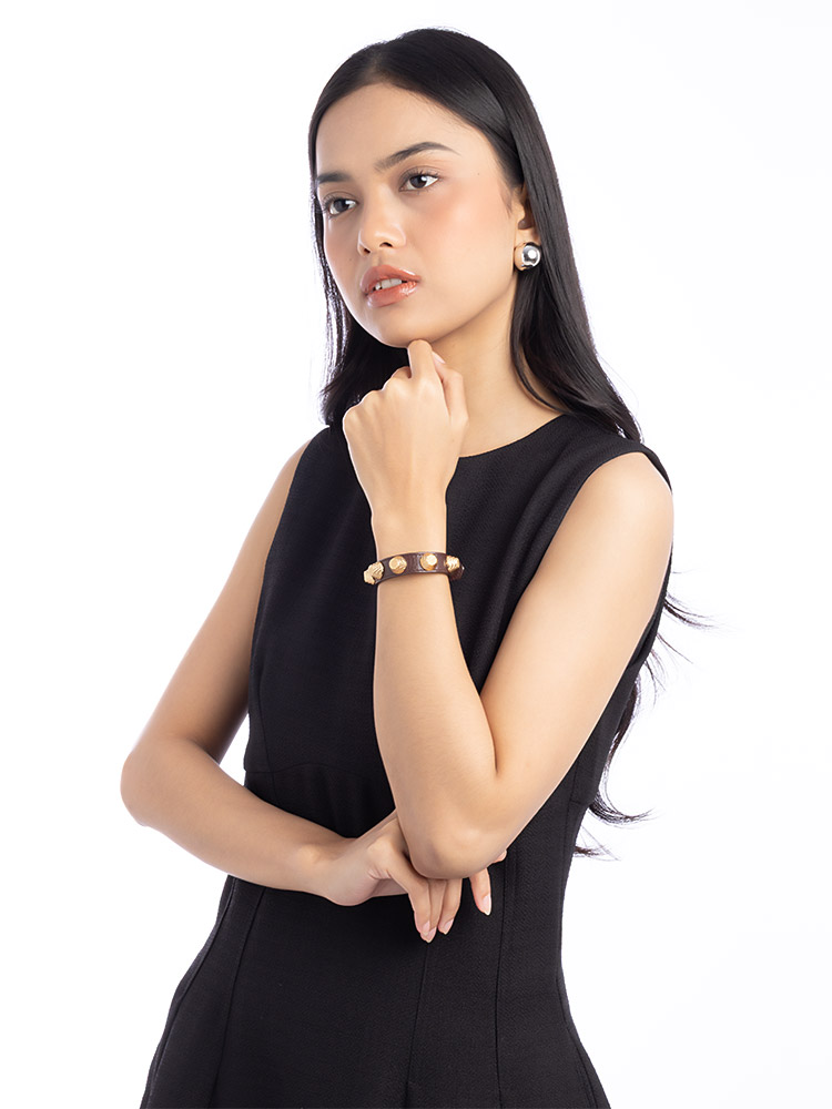 Gold All Over Stud Bracelet Cigare Fonce