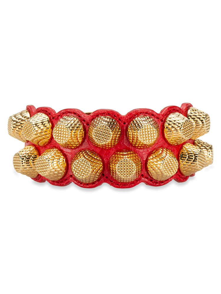 Gold All Over Stud Two Row Bracelet Rouge Cardinal