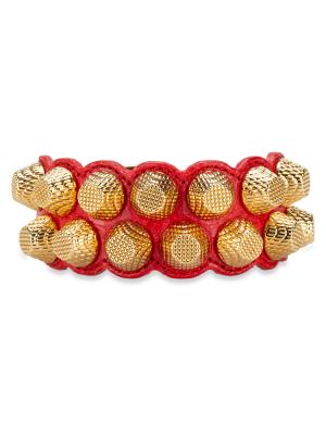 Gold All Over Stud Two Row Bracelet Rouge Cardinal
