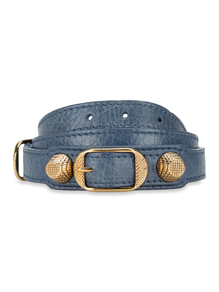 Gold Triple Tour Bracelet Bleu Persan Sz M