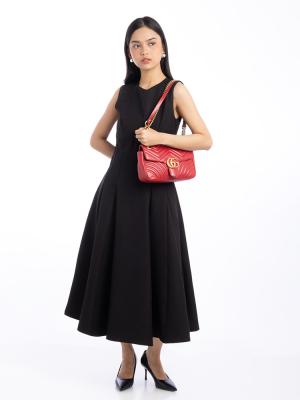 GG Marmont Matelasse Small Flap Shoulder Bag Hibiscus Red