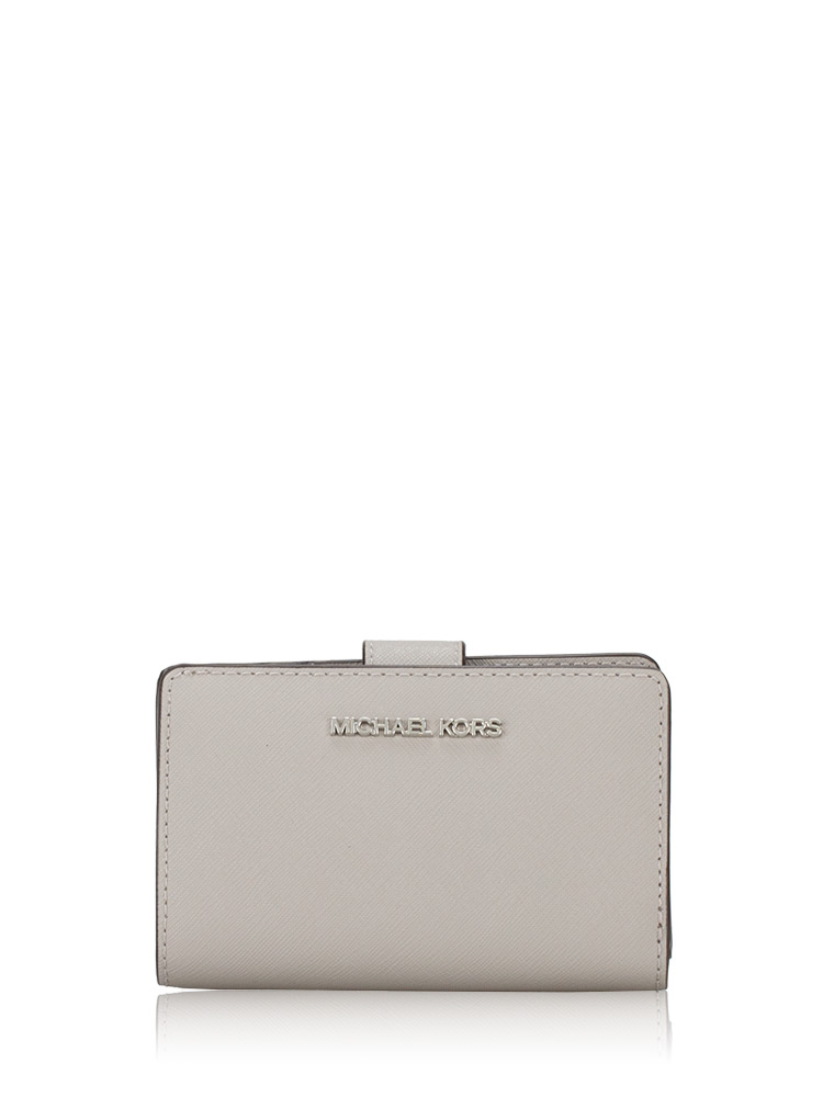 Jet Set Leather Medium Wallet Pearl Grey