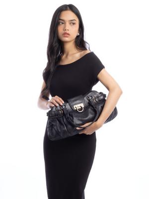 Perforated Lambskin Marisa Gancini Satchel Black
