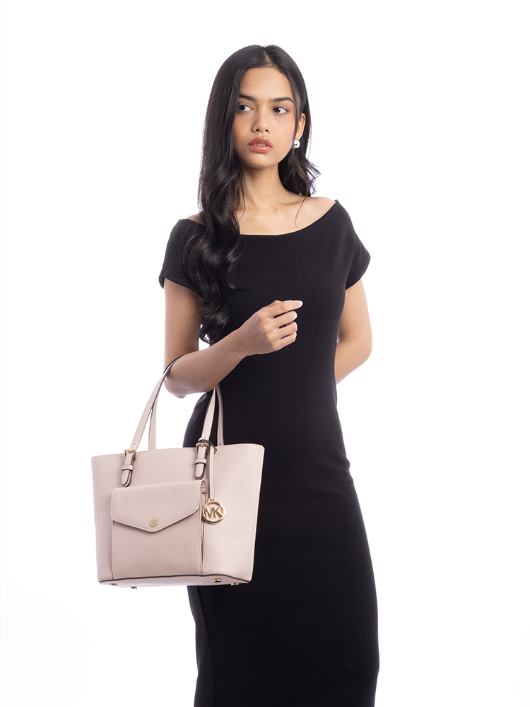 Jet Set Leather Medium Pocket Tote Rose Pink