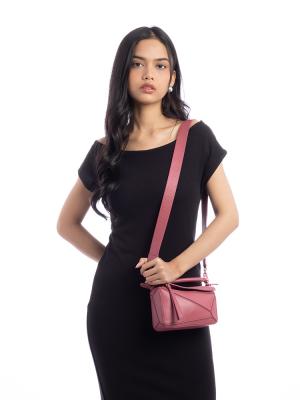 Satin Calfskin Mini Puzzle Bag Solid Plumrose