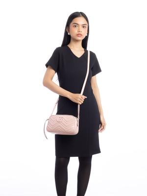 Calfskin Matelasse GG Marmont Small Camera Bag Perfect Pink