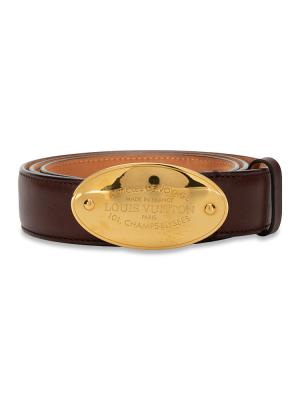 Calfskin 35mm Articles de Voyage Belt Brown Sz 95