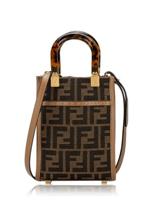 FF Jacquard Plexiglass Sunshine Mini Shopper Brown