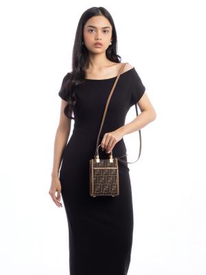 FF Jacquard Plexiglass Sunshine Mini Shopper Brown