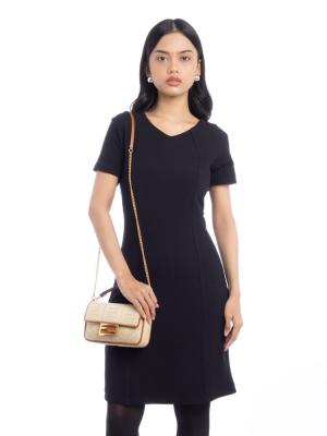 Raffia FF Embroidered Mini Baguette Alchemy Brandy