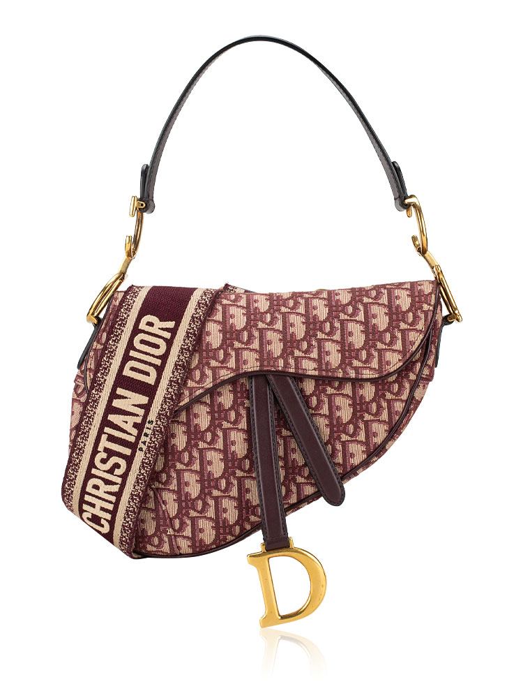 Oblique Saddle Bag With Strap Burgundy