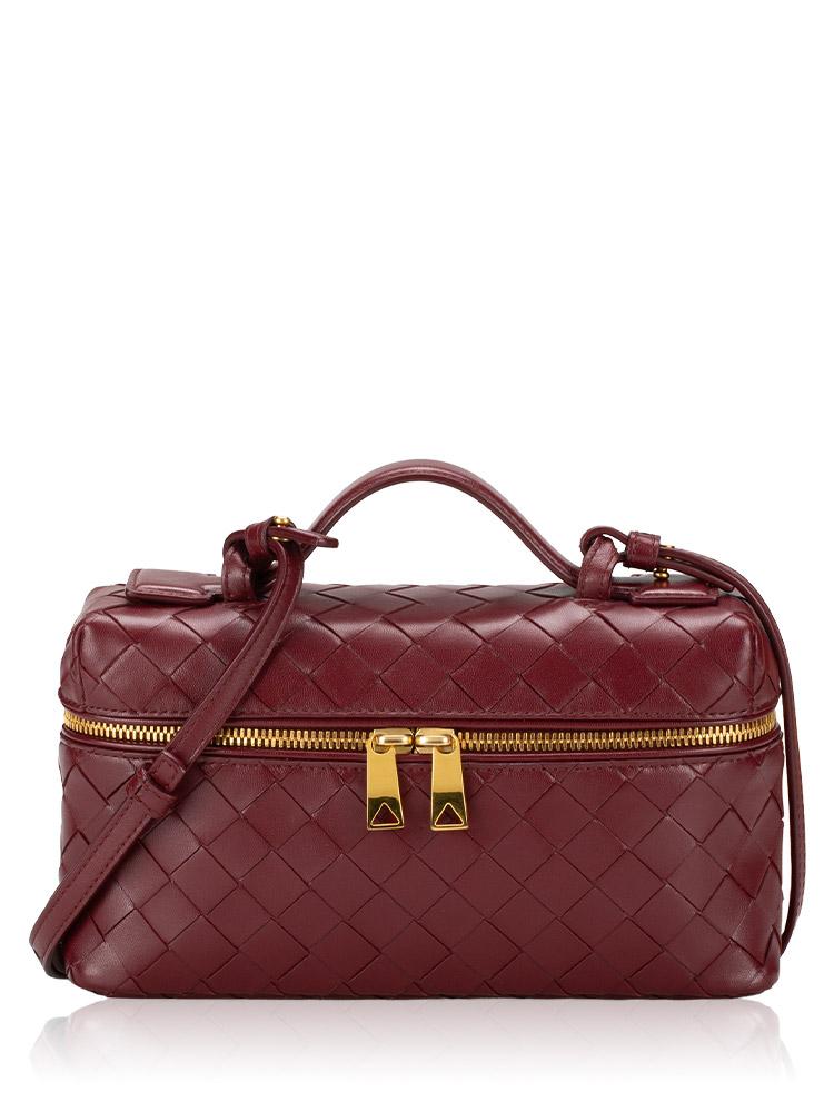 Calfskin Intrecciato Bang Bang Vanity Case Barolo