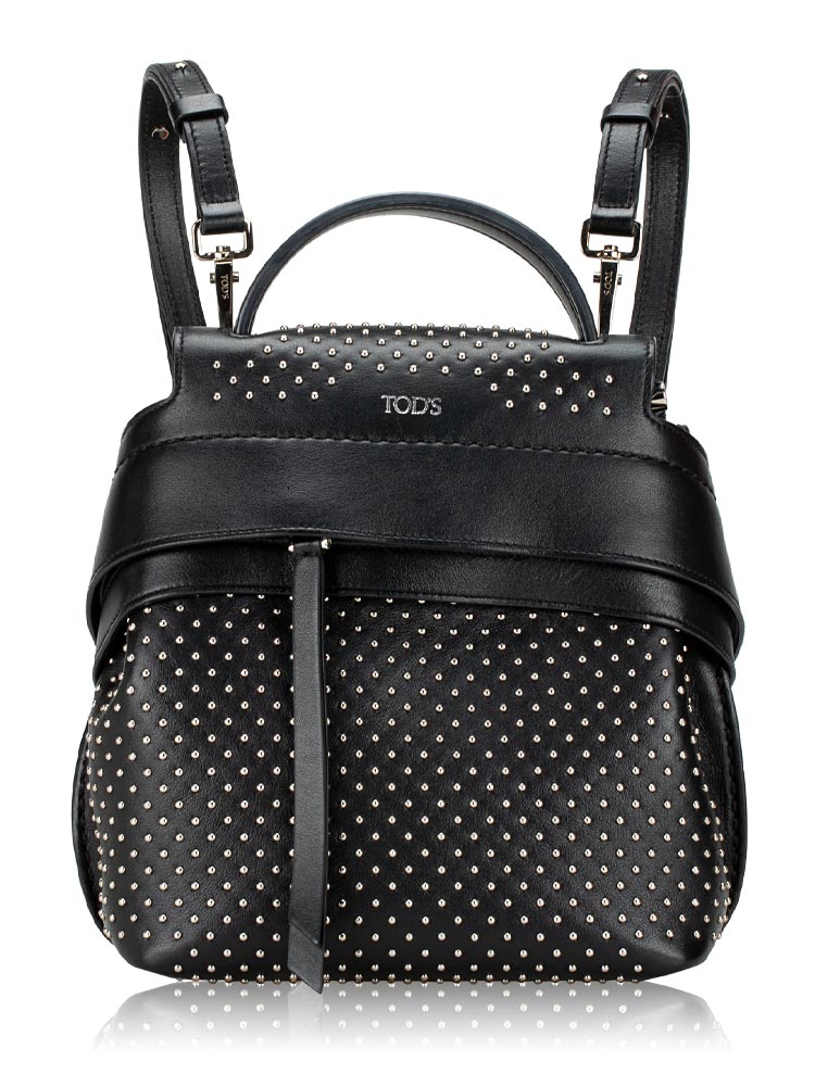 Calfskin Studded Wave Gommini Mini Backpack Black