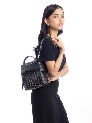 Calfskin Studded Wave Gommini Mini Backpack Black