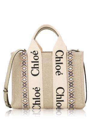 Canvas Woody Small Tote Light Green Beige