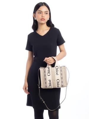 Canvas Woody Small Tote Light Green Beige