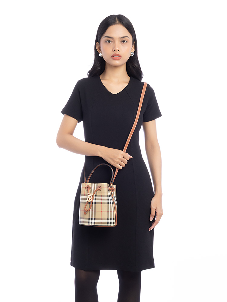 Vintage Check TB Mini Bucket Bag Briar Brown