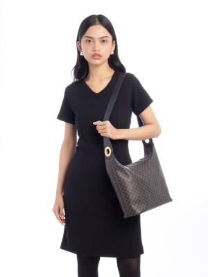 Vintage Macadam Shoulder Bag Black Brown