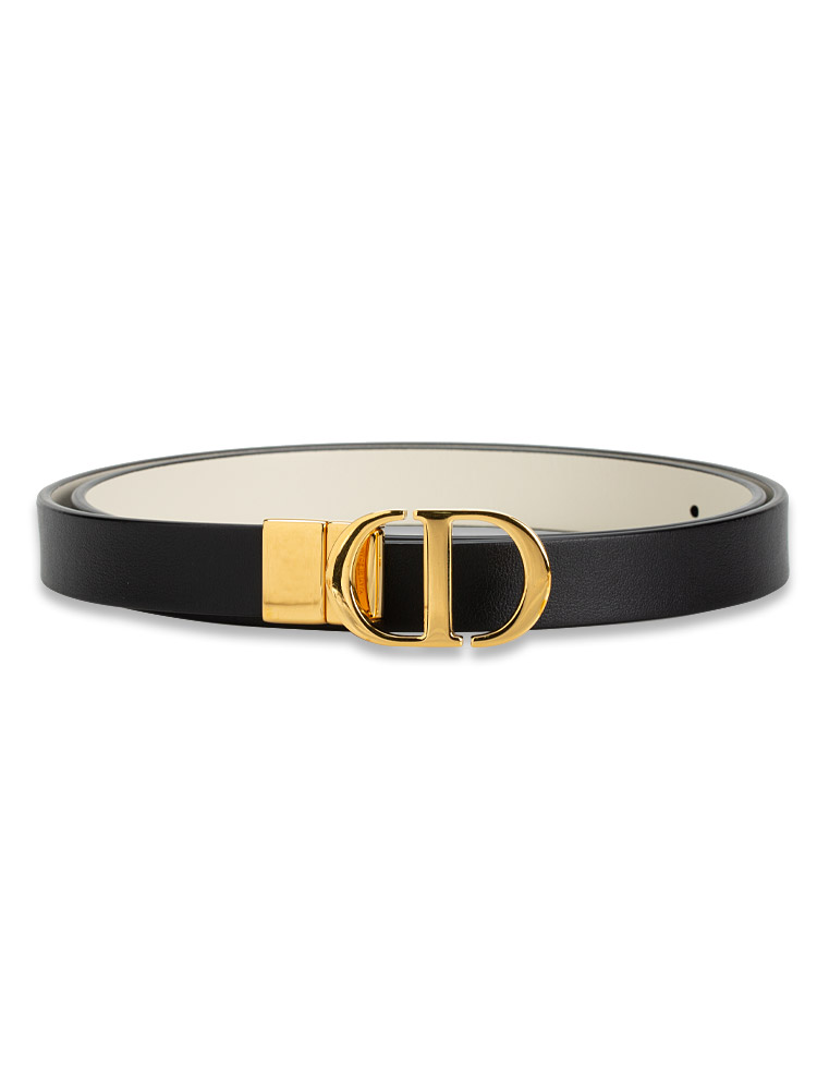 Smooth Calfskin 30 Montaigne Reversible Belt 20 MM Black and Latte