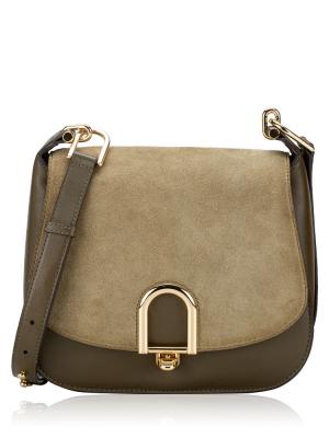 Delfina Leather Large Saddle Bag Olive
