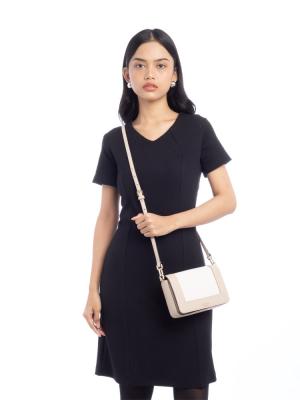 Lena Colorblock Mini Flap Crossbody Light Sand