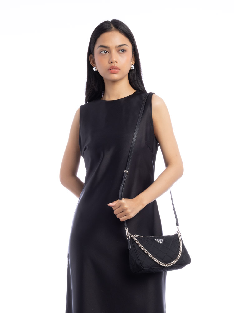 1BH026 Tessuto Impuntu Crossbody Nero