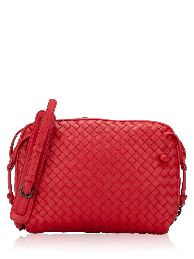 Nappa Intrecciato Nodini Crossbody Red