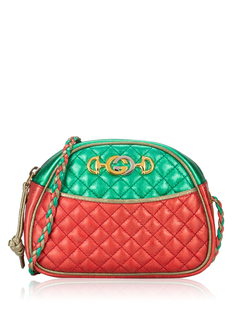 Nappa Trapuntata Zumi Mini Shoulder Bag Rosso Jasmine Green