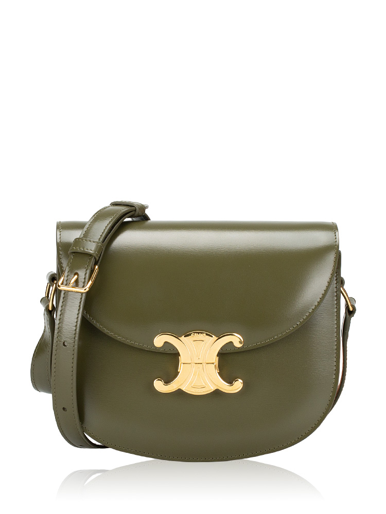 Shiny Calfskin Triomphe Teen Besace Golden Khaki