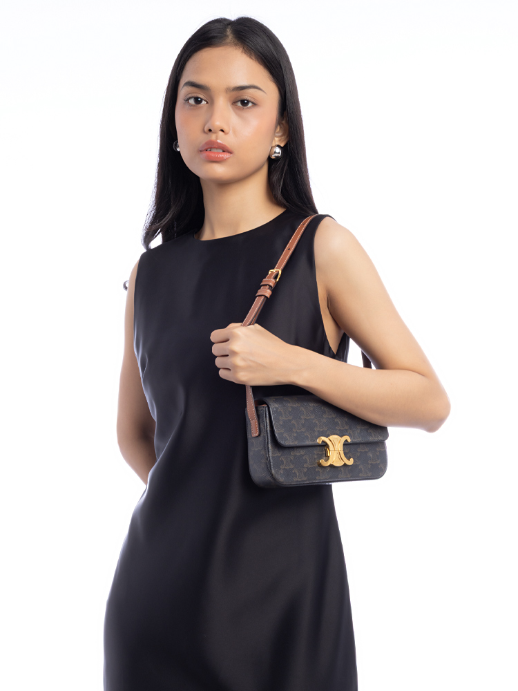 Triomphe Canvas Claude Shoulder Bag Tan