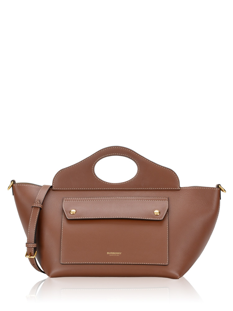 Soft Leather Mini Pocket Tote Tan