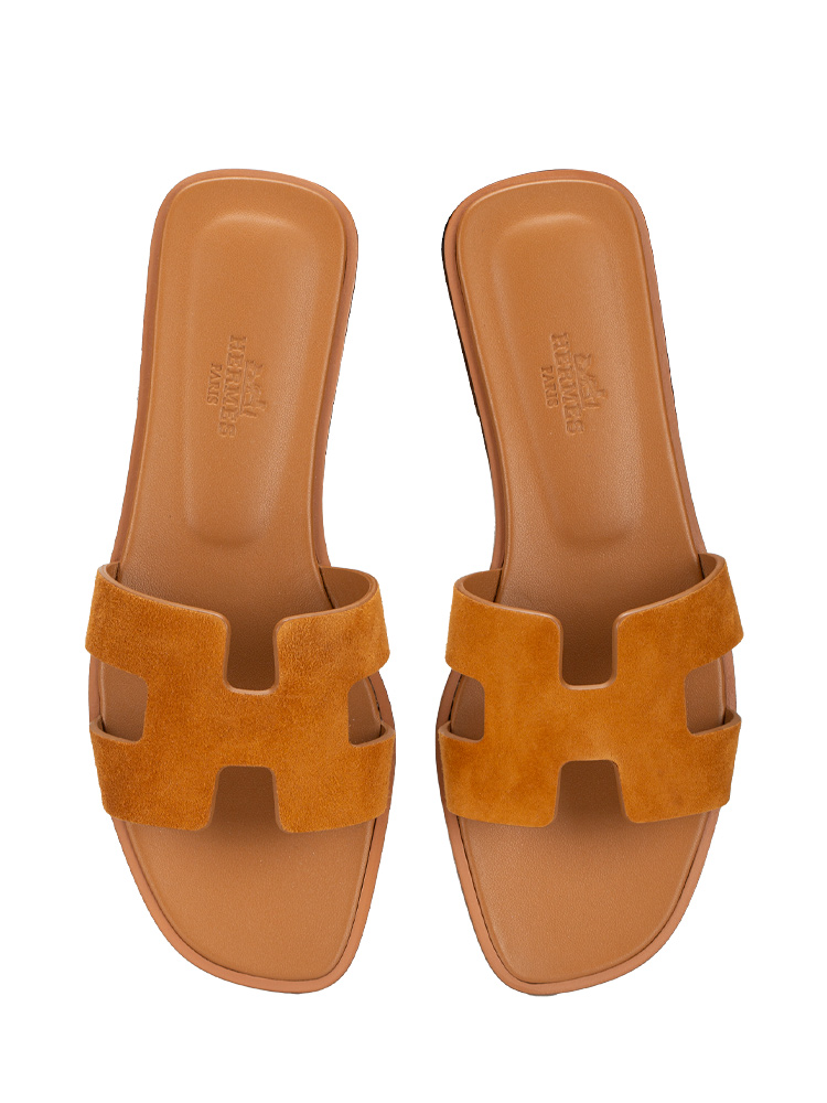 Suede Goatskin Oran Sandals Brown Sz 36.5