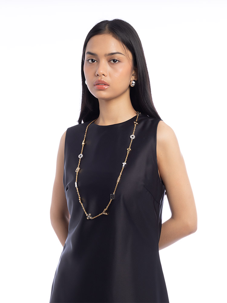 Timeless Love Letters Long Necklace Gold Silver