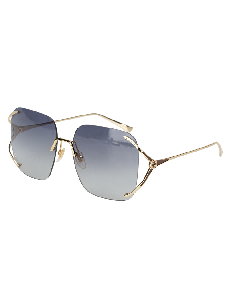 GG0646S Oversize Rimless Sunglasses Gold Grey
