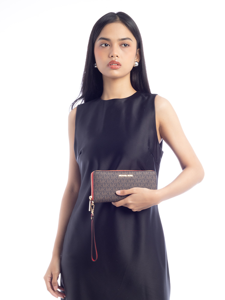 Jet Set Signature Large Continental Wristlet Flame