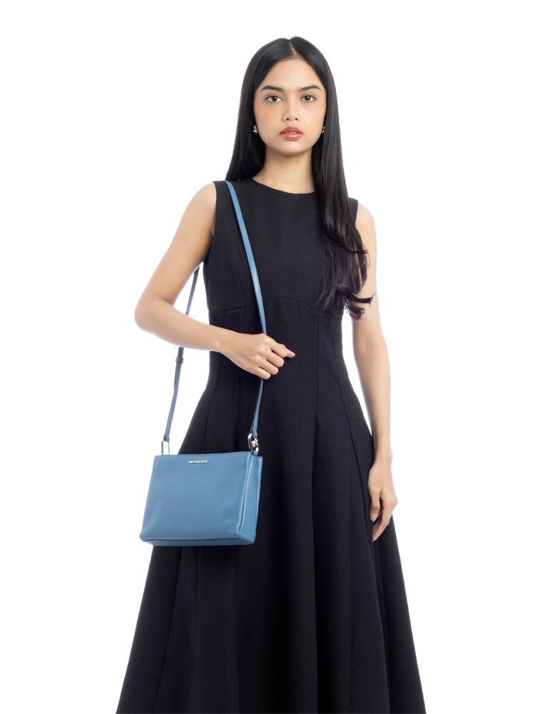 Trisha Leather Medium Triple Compartments Crossbody Cornflower