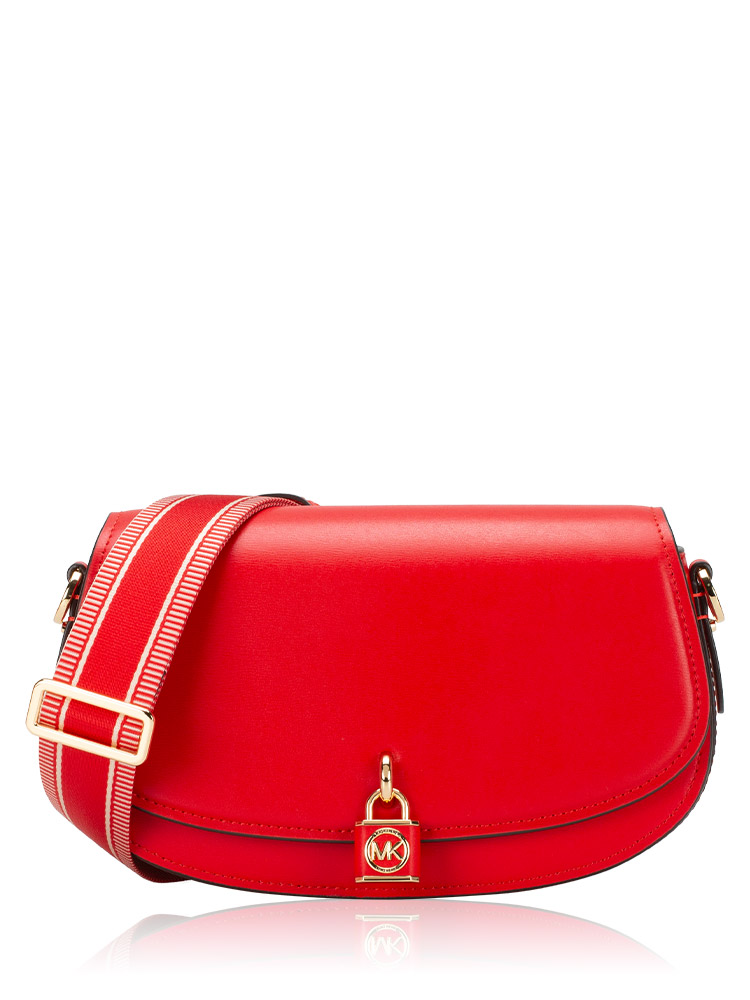Mila Medium Leather Messenger Lacquer Red