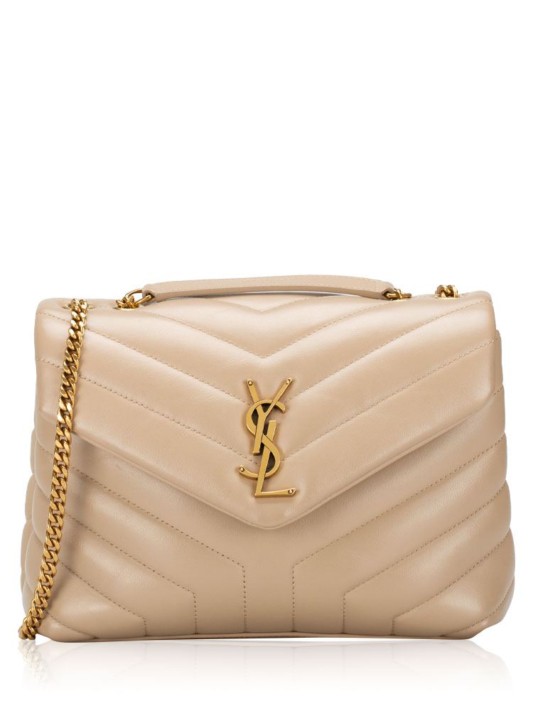 Calfskin Y Quilted Monogram Loulou Small Shoulder Bag Dark Beige